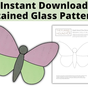Simple Butterfly Stained Glass Pattern, Easy beginner level pattern to make your own Suncatcher, PDF Download