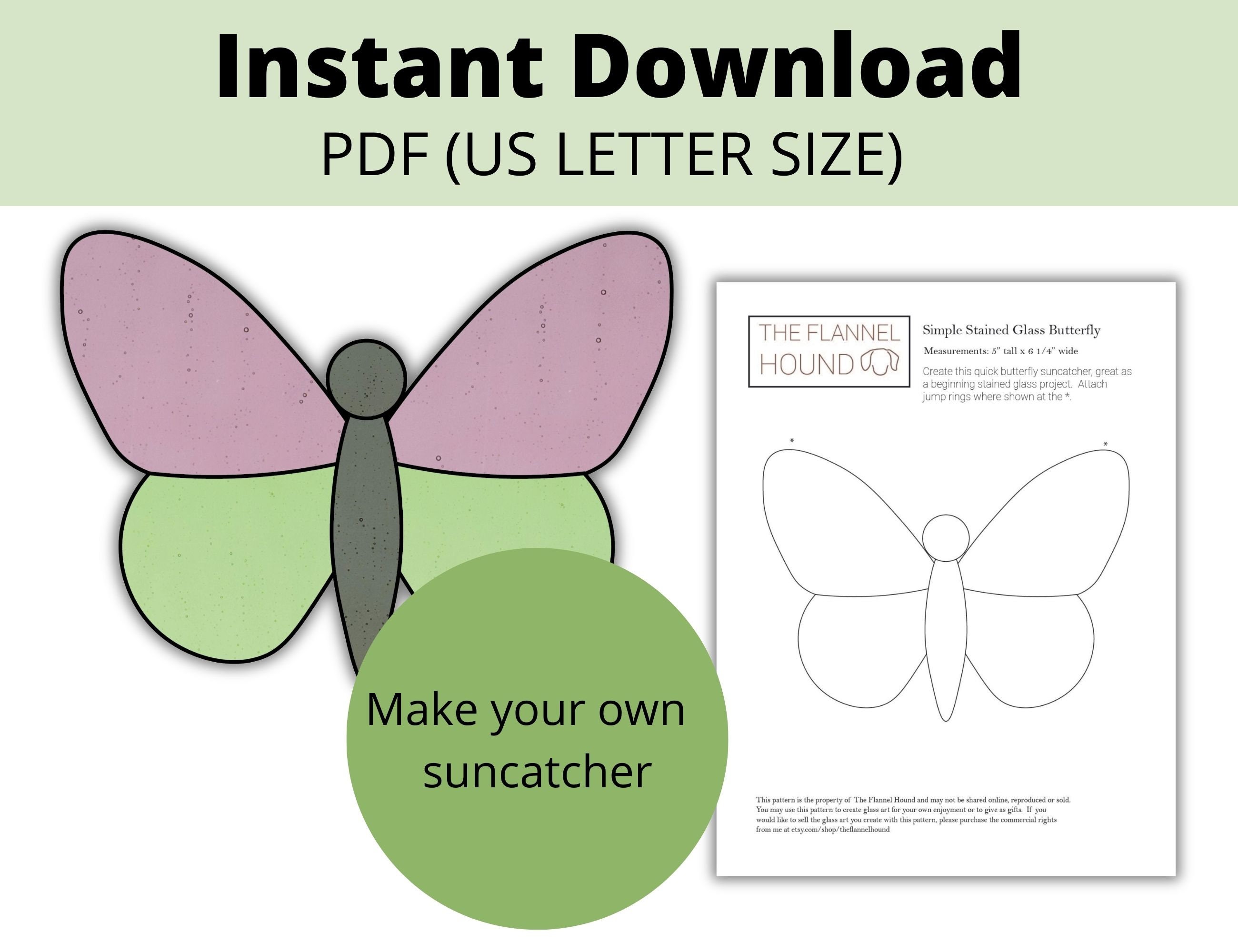 Simple Butterfly Stained Glass Pattern Easy Beginner Level - Etsy