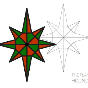 Stained Glass Christmas Star Template, Digital Download Stained Glass Pattern, PDF instant download, diy glass art christmas decor