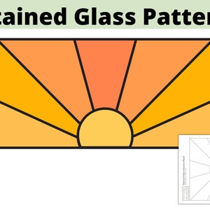 Sunrise Panel Buntglas Muster zum sofortigen Download, PDF, einfache Glasmalerei, DIY Suncatcher, Glaswandkunst, Sunburst Muster