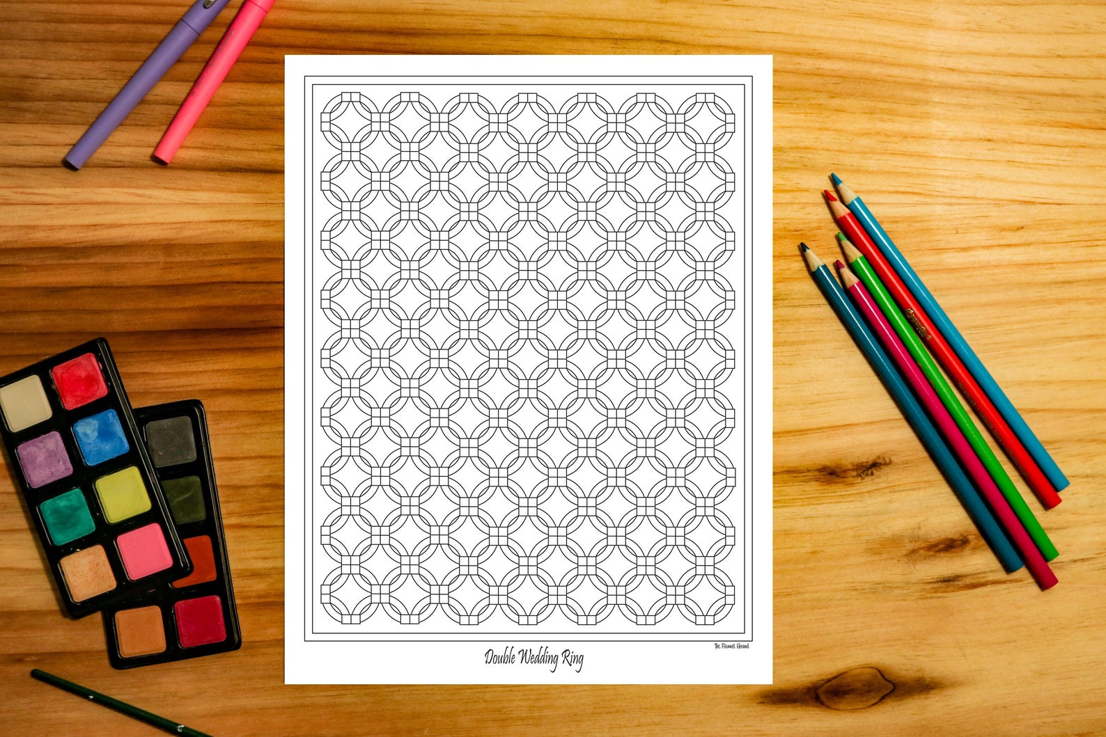 Printable Double Wedding Ring Quilt Coloring Sheet Etsy
