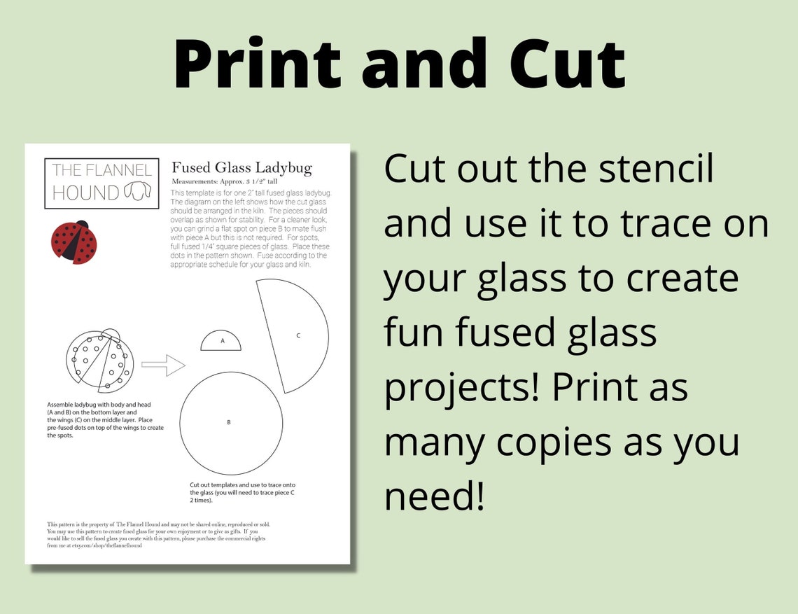 Fused Glass Ladybug Pattern Printable PDF Instant Download, Glass ...