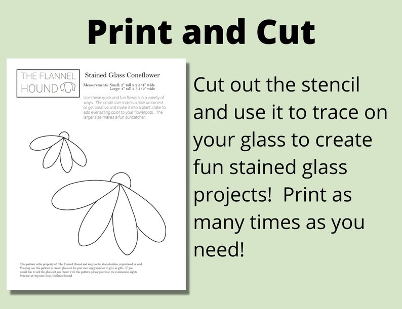 Staked Pattern Pattern for Spring Flower Plant Stake, Easy Stained Glass Pattern for ...