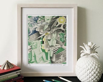 Paper Birds Print | Limited Edition Mixed Media Illustration
