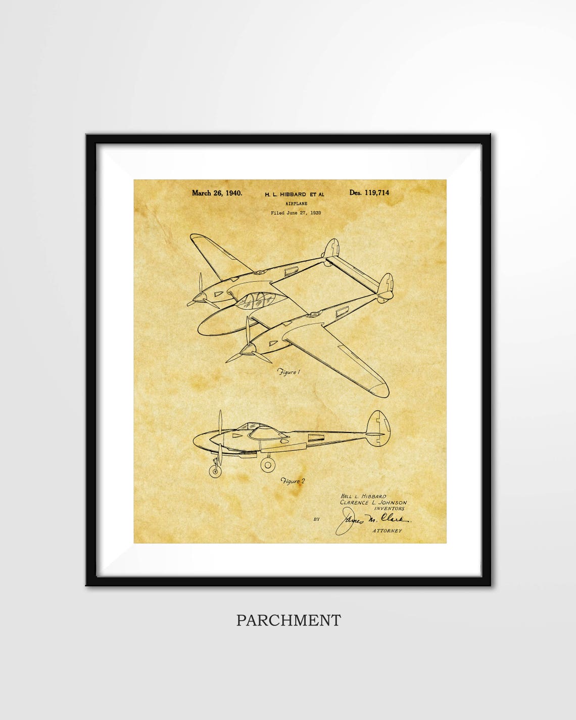 Lockheed 1940 P-38 Patent Poster Aviation Art Print - Etsy