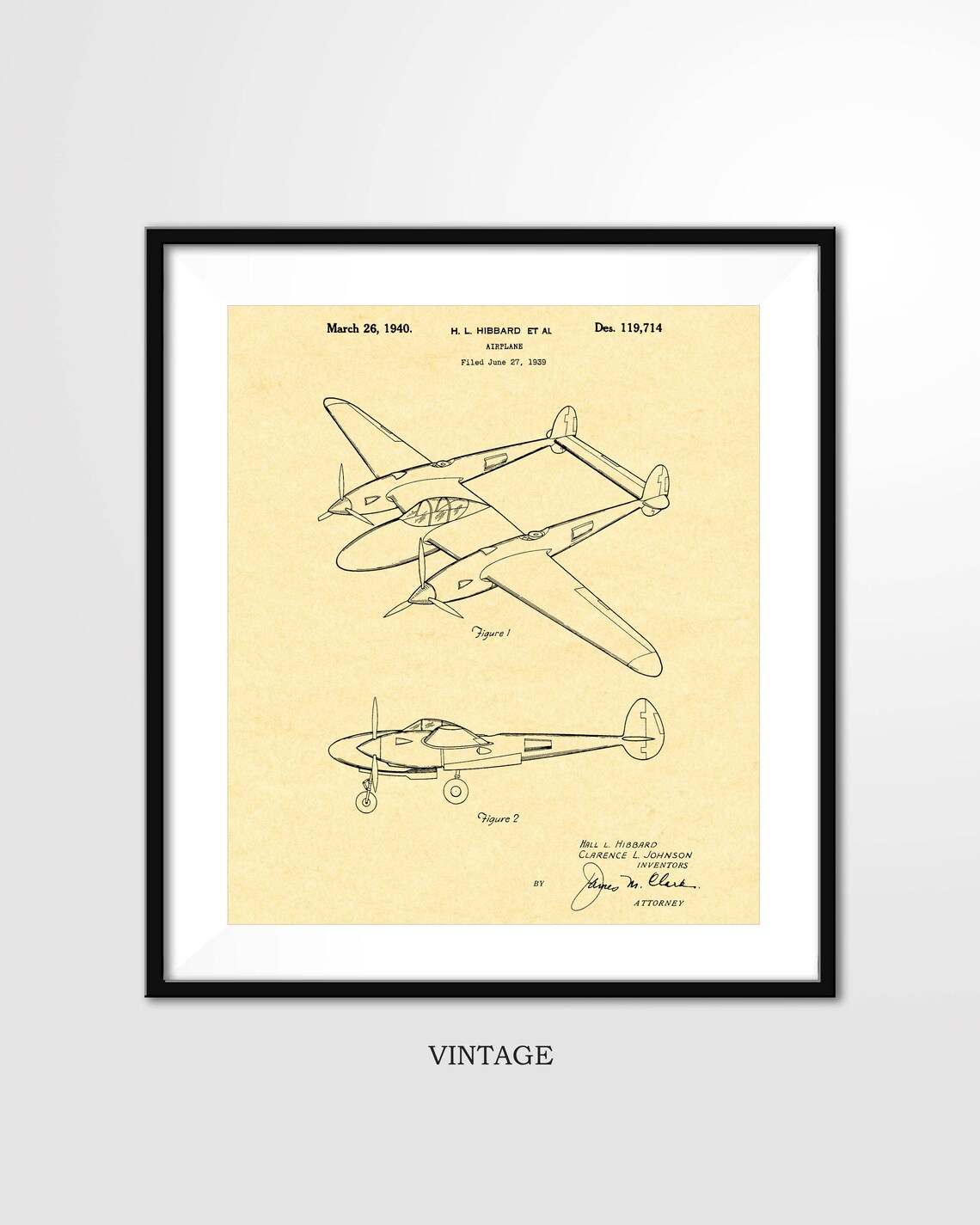 Lockheed 1940 P-38 Patent Poster Aviation Art Print - Etsy