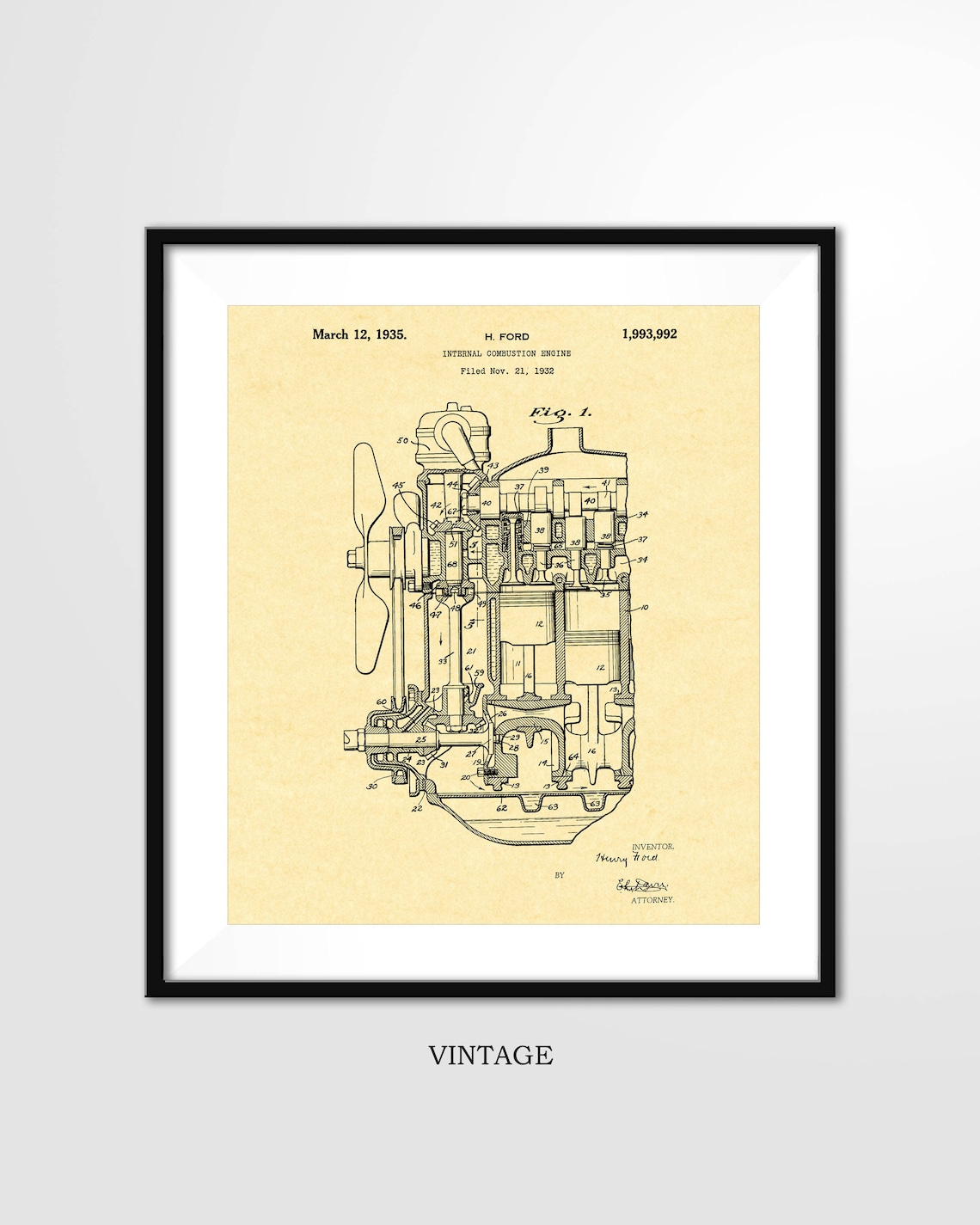 Ford Patent Print 1935 FORD COMBUSTION ENGINE Poster - Etsy