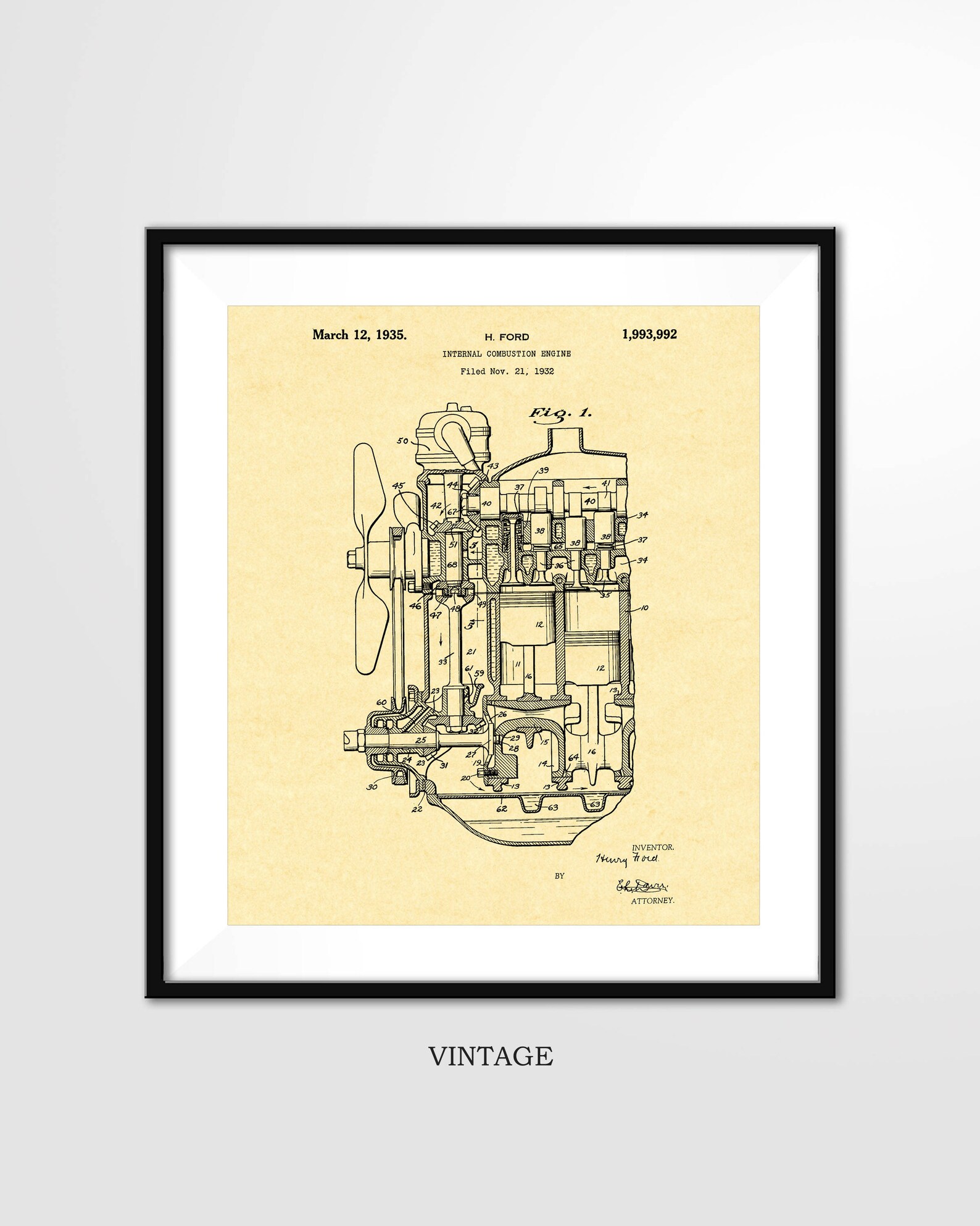 Ford Patent Print 1935 FORD COMBUSTION ENGINE Poster - Etsy