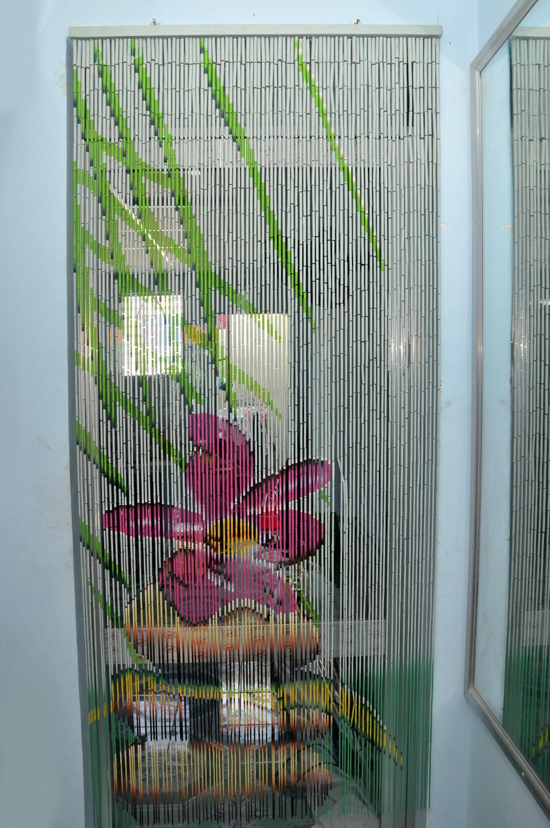 Beaded Curtain Room Dividers Beaded Door Curtain Bamboo Etsy
