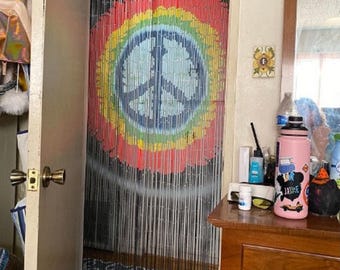 Peace Beaded Curtain / Doorway Curtain/ Beaded Door Curtain / Bamboo Beaded Curtains for Doorways / Door Bead Curtain / Bamboo Bead Door