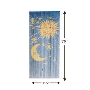 Cortina de cuentas de bambú Sol y Luna: separador de ambientes pintado a mano imagen 2