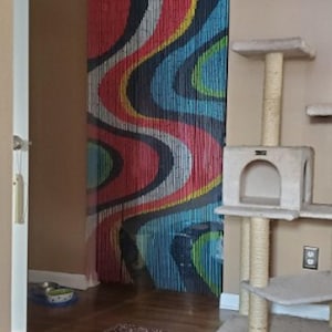 Color Art Bead Curtain Bamboo Door Curtain Door Beads Beaded Door Curtain Bamboo Beaded Curtain Etsy