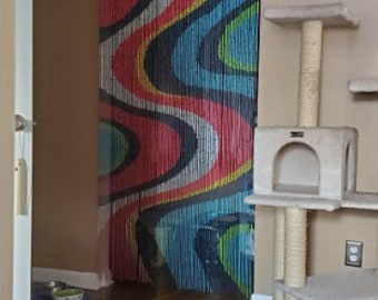 Color Art Bead Curtain/ Bamboo Door Curtain/ Door Beads / Beaded Door Curtain / Bamboo Beaded Curtain
