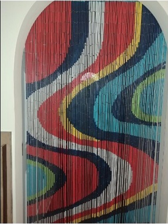 Color Art Bead Curtain Bamboo Door Curtain Door Beads Etsy