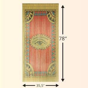 Beaded Curtain for Doorway – Boho Door Beads Curtain 35.5 x 78 In, Hand-Painted Evil Eye Design, Natural Room Divider for Modern Boho Decor image 2