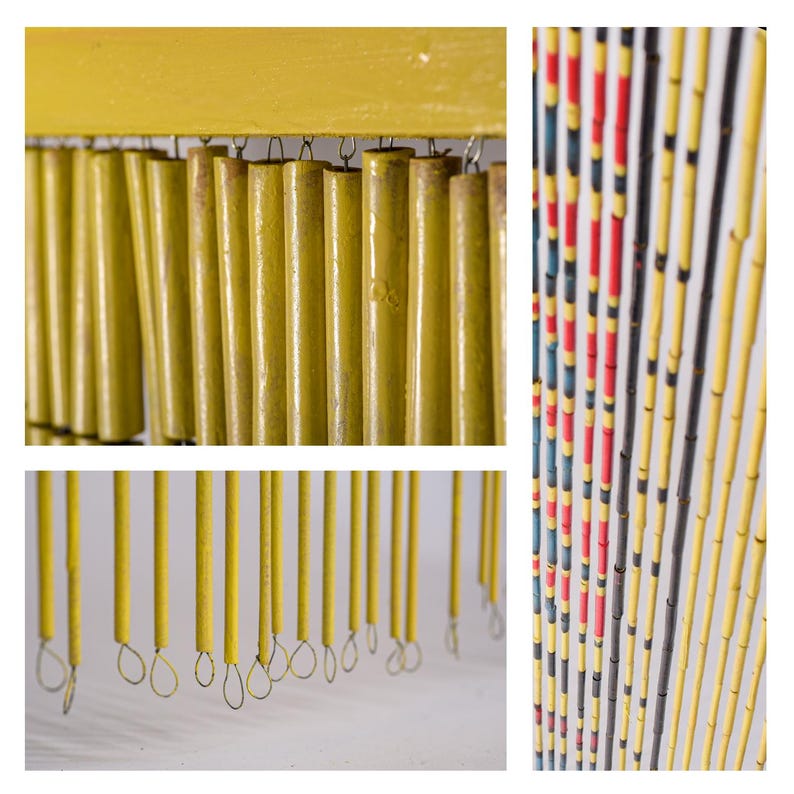 Beaded Curtain for Doorway – Boho Door Beads Curtain 35.5 x 78 In, Hand-Painted Evil Eye Design, Natural Room Divider for Modern Boho Decor image 3