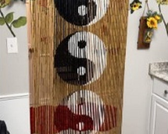 Ying Yang Bamboo Beaded Curtain: Doorway Window Closet Divider