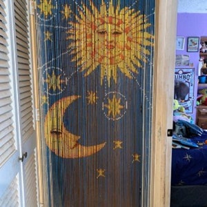 Sun and Moon Beaded curtain / room dividers / Beaded door curtain / Bamboo beaded curtains for doorways / curtain for window