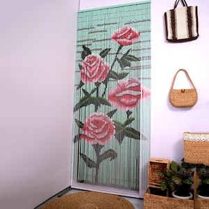 Rose Bead Curtain/ Bamboo Door Curtain/ Door Beads / Beaded Door Curtain / Bamboo Beaded Curtain