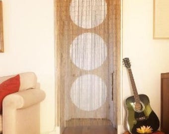 Cortina de bambú con cuentas para puerta: separador de ambientes con tres lunares