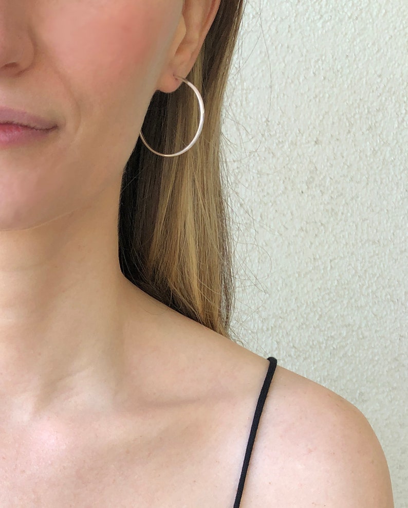 Large Round Hoops Sterling Silver Post Earrings Handmade Etsy