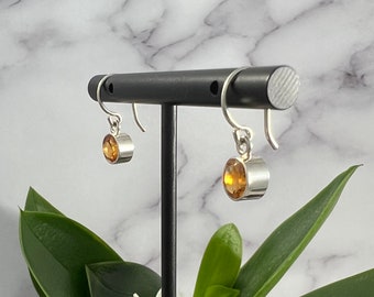 Citrine Drop Earring Dangles, Ear Wire Earrings, November Birthstone, Faceted Gemstones