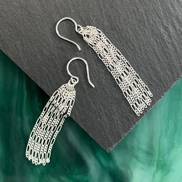 Chain Dangles - Sterling Silver - Ear Wire Earrings - Christmas Gifts for Her