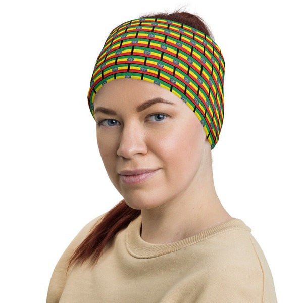 Ethiopia Flag / Dread Sock Headband / Ethiopian Art / Loc Accessory / Dread Lock Sock / Loc Wrap / 12 in 1 Multi-functional / Wide Headband