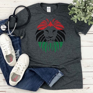 Africa Lion Head Tee / Pan African Flag T-Shirt / Black America / African Art / Black Art / Black History / African Pride / Afrocentric Gift