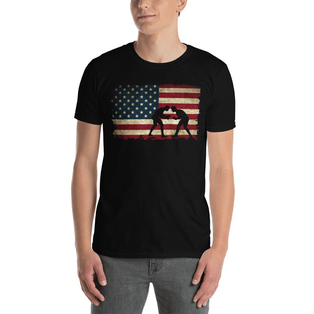 Wrestling Gift / Vintage American Flag Boy Wrestling T-shirt / | Etsy