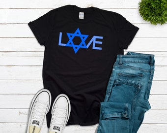 I Love Israel Jewish Star Gifts print Unisex T-Shirt