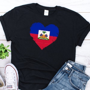 Proud Haitian / Haitian Roots / Proud Haitian I Love Haiti Flag T-Shirt / Haiti Art / Haitian Flag / Gift for Haitian / Haitian Heritage