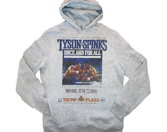 Mike Tyson Vs Michael Spinks fight poster Grey Hoodie sizes available S-3XL FREE SHIPPING WORLDWIDE