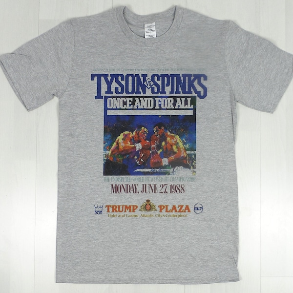 Mike Tyson Vs Michael Spinks fight poster Grey T-shirt sizes available S-3XL