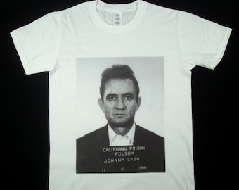 Johnny Cash mugshot White T-shirt sizes available S-3XL