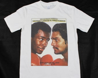 Sugar Ray Leonard V Roberto Duran hands of stone 'no mas' White T-shirt sizes available S-3XL