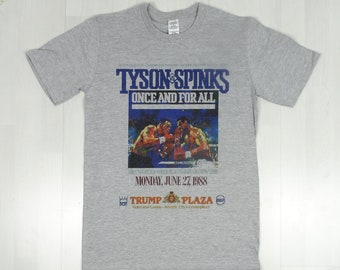 Mike Tyson Vs Michael Spinks fight poster Grey T-shirt sizes available S-3XL