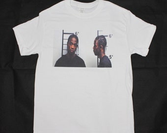 Travis Scott mugshot White T-shirt sizes available S-3XL