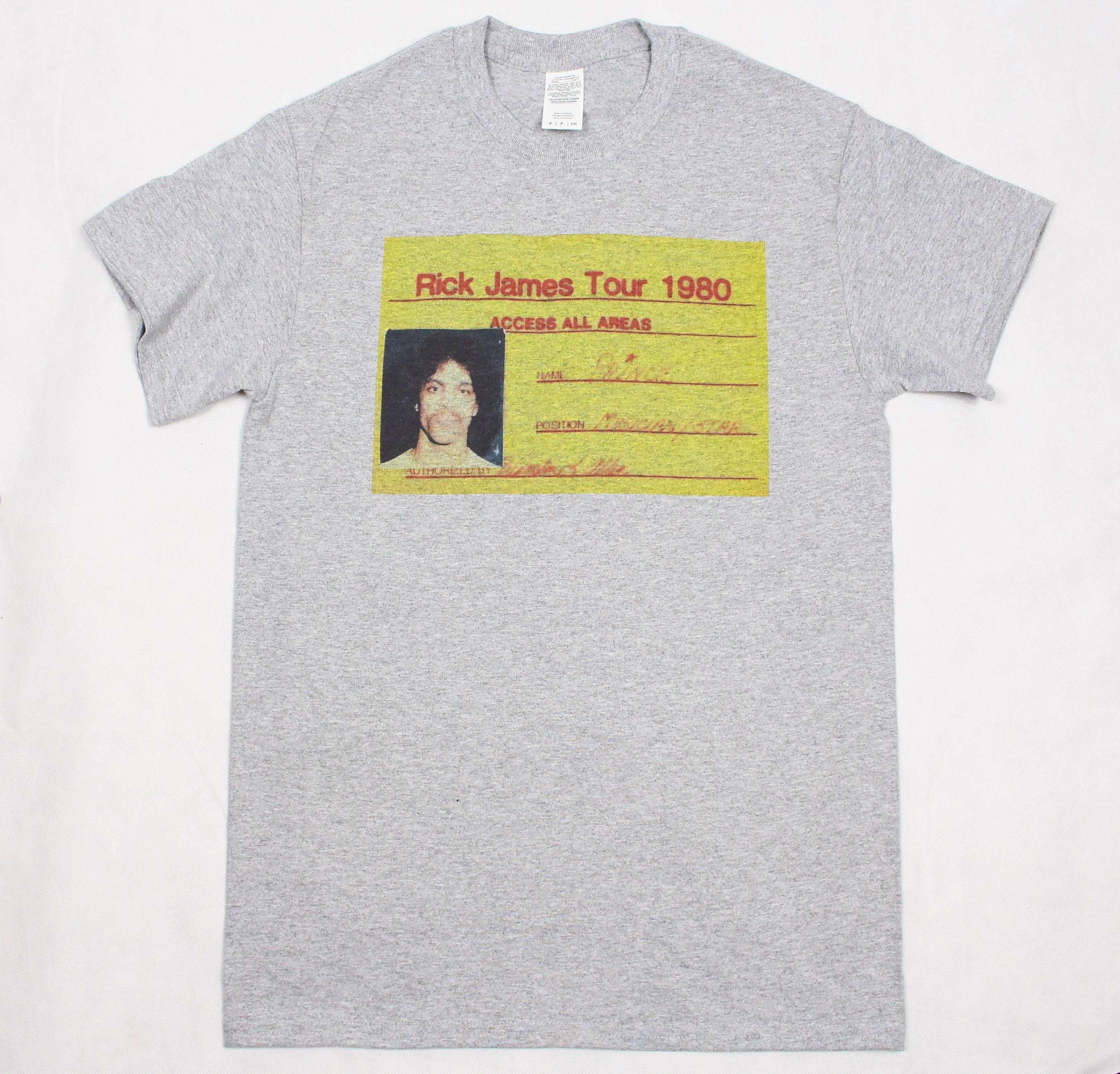 Discover Prince Rick James tour pass Grey T-shirt