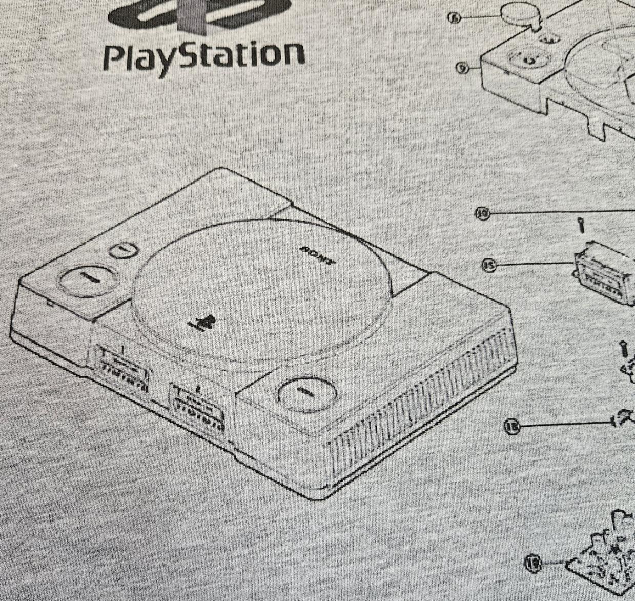Deconstructed Exploded View Games Console Gaming PS1 Gamers Grey T ...