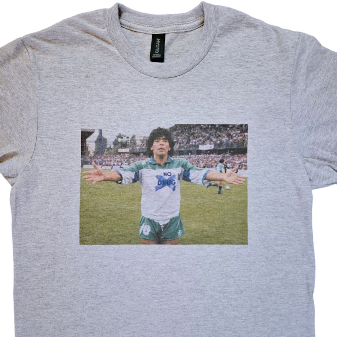 Diego Maradona 'no Drug' Vintage Print Grey T-shirt - Etsy