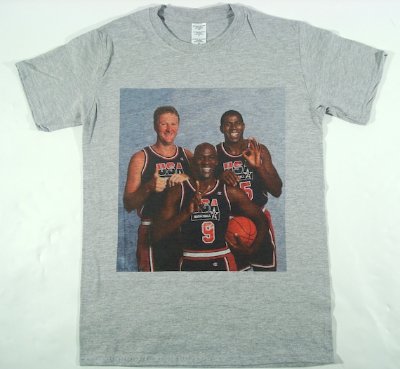 Michael Jordan Magic Johnson & Larry Bird Grey T-shirt Sizes