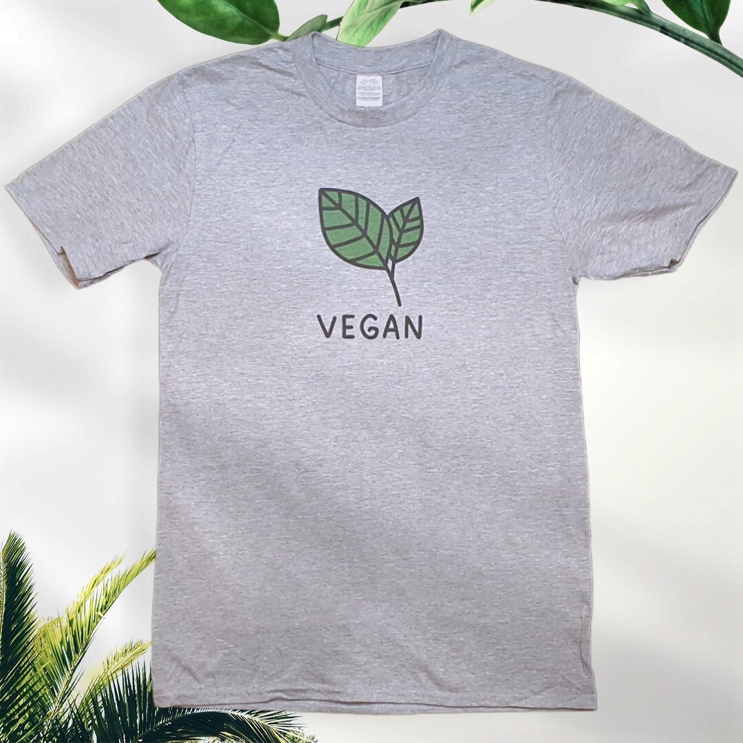 Vegan logo gift Grey T-shirt sizes available S-3XL (Personalisation available upon request)