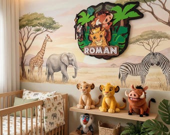 Lion Nursery Name Sign, 3D Acrylic Jungle Decor, Kids Party