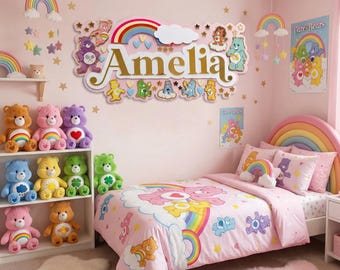 Custom Acrylic Name, Girls room Decor, Bear Decor, Wall Plaque, Above crib Sign