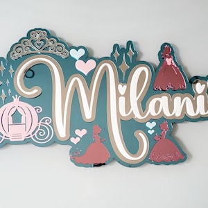 Princess Name Sign, Custom Acrylic Name, Princess Party, Girls Room, Girls Gift, Acrylic Name Plaque, Triple Layer Name, Princess Crown