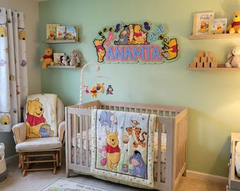 Custom Bear Name Sign, Pooh, Nursery Decor, Wooden Wall Art, Baby Gift,  Acrylic Sign, Baby Name, Custom Made