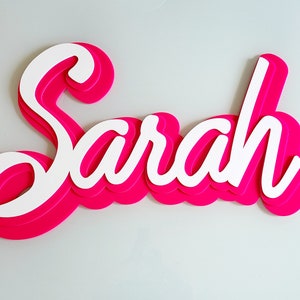 Barbie Name Sign Triple Layered Name Acrylic Wall Plaque Barbie Custom
