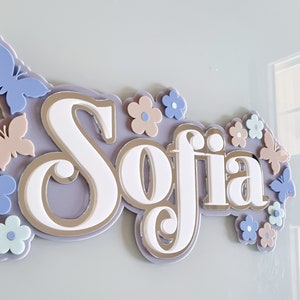 Acrylic  Name Sign, Acrylic Name Plaque, Butterfly Name, Nursery Decor, Girls Name Sign, Baby Girl Gift, Triple Layered Name, Nursery Wall