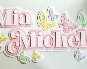 Acrylic Name|Name Plaque |Butterfly Name Plaque | 3d Name Sign | Script Name |Custom Name sign| Girls Personalised Name|Triple Layered Name